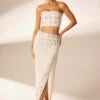Hand Embellished Maxi Skirt In Ivory