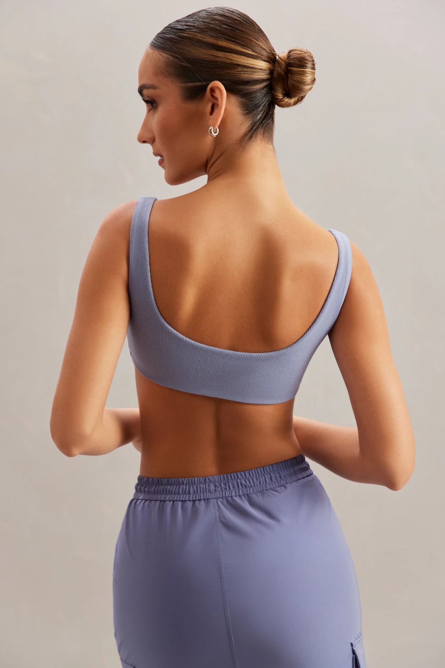 Plunge Neck Bralette In Blue - Image 2