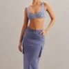 Cargo Maxi Skirt In Dusty Blue
