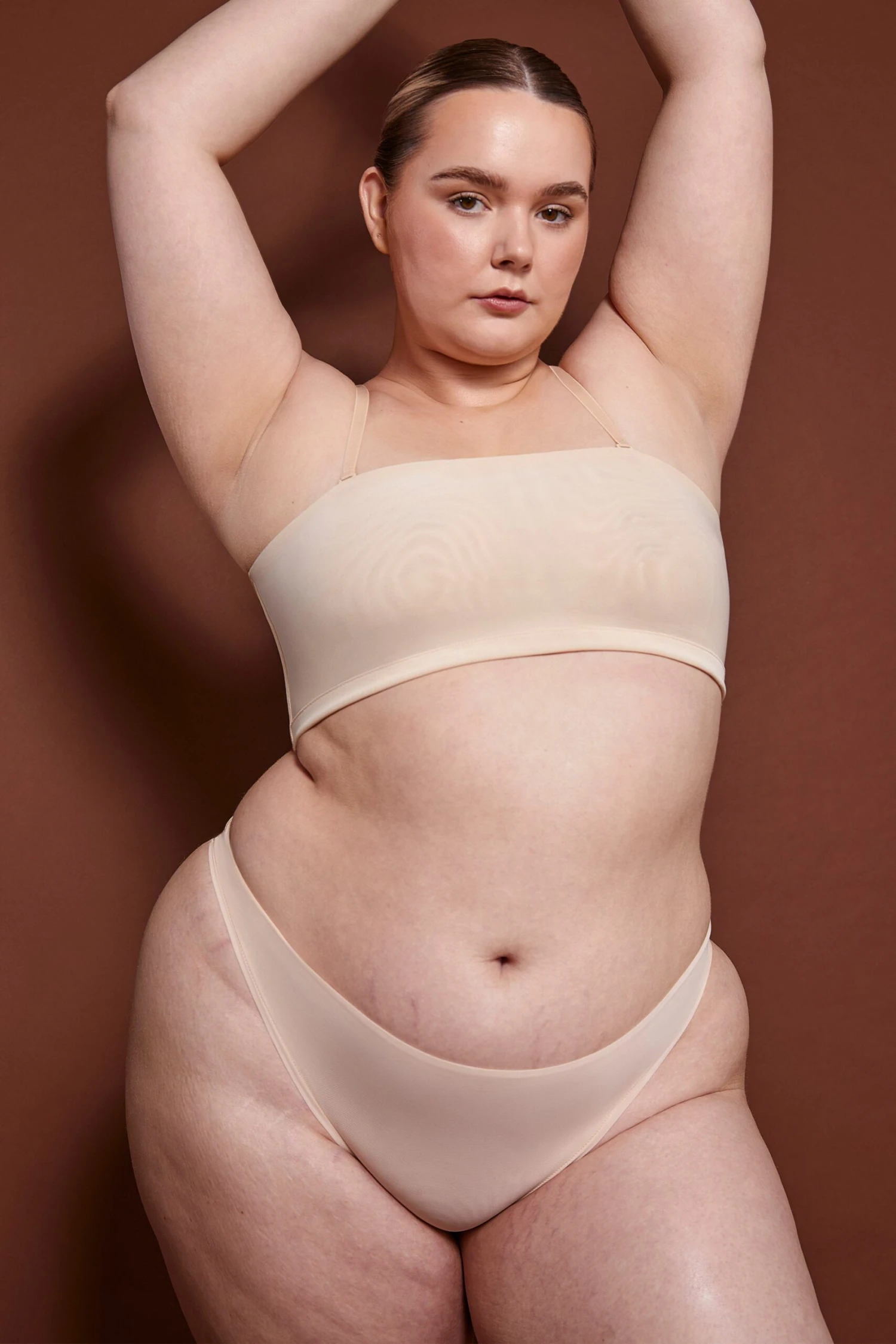 Soft Mesh Bandeau Bra In Beige - Image 5