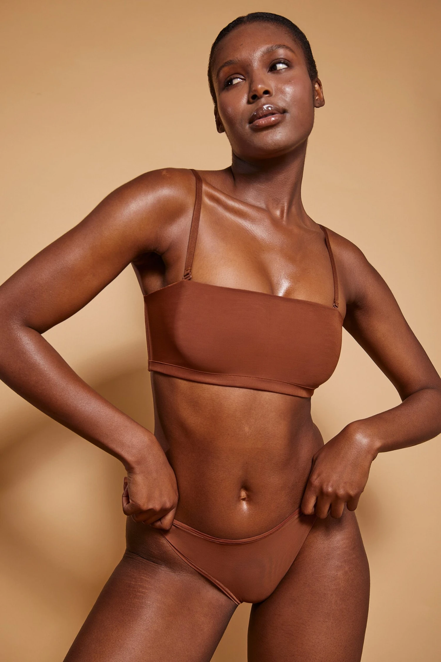 Soft Mesh Bandeau Bra In Chestnut - Image 6