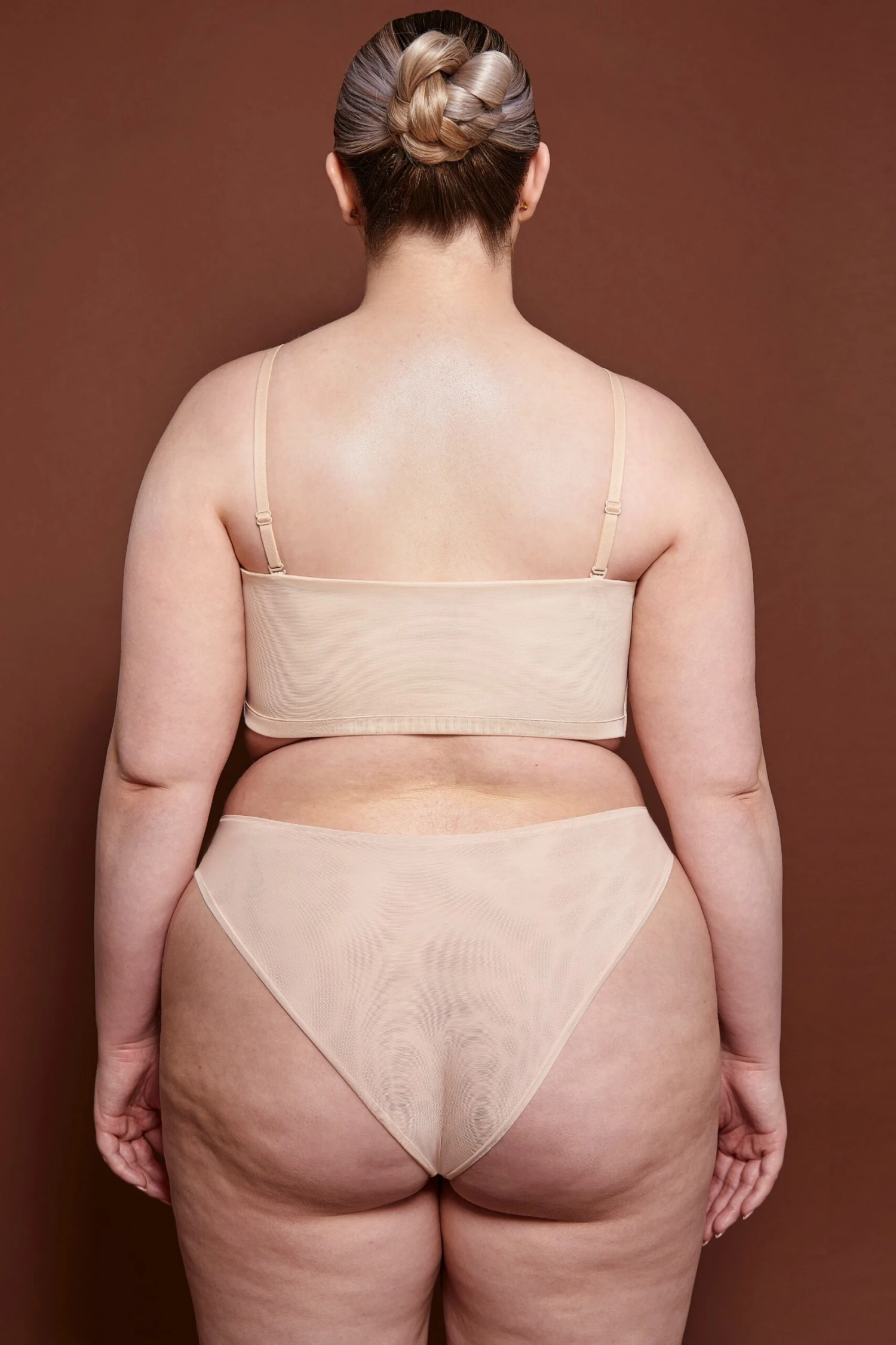 Soft Mesh Bandeau Bra In Beige - Image 3