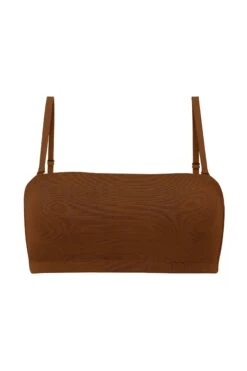 Soft Mesh Bandeau Bra In Chestnut