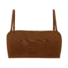 Soft Mesh Bandeau Bra In Chestnut