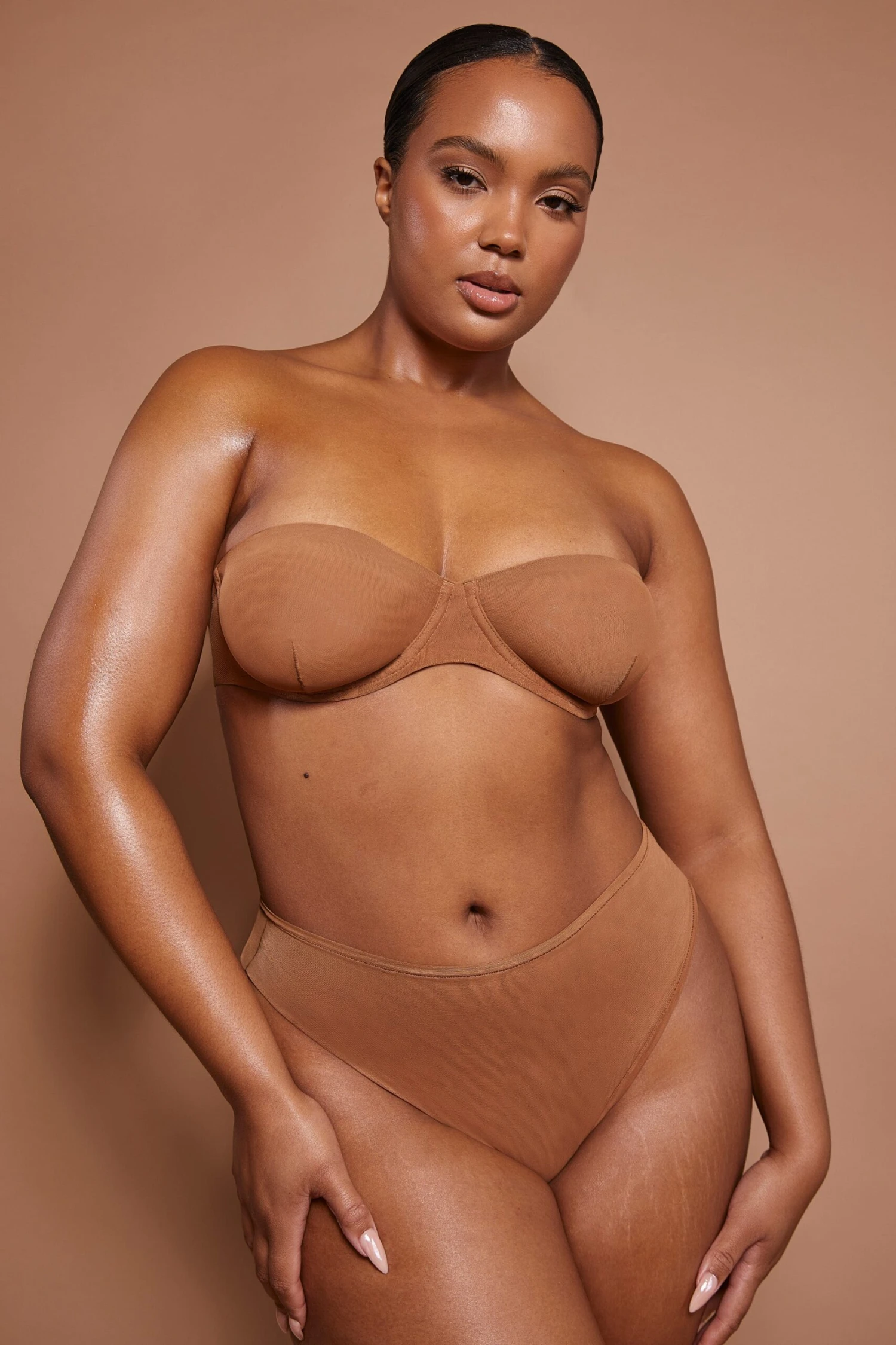 Soft Mesh High Waisted Knicker In Almond - Image 4