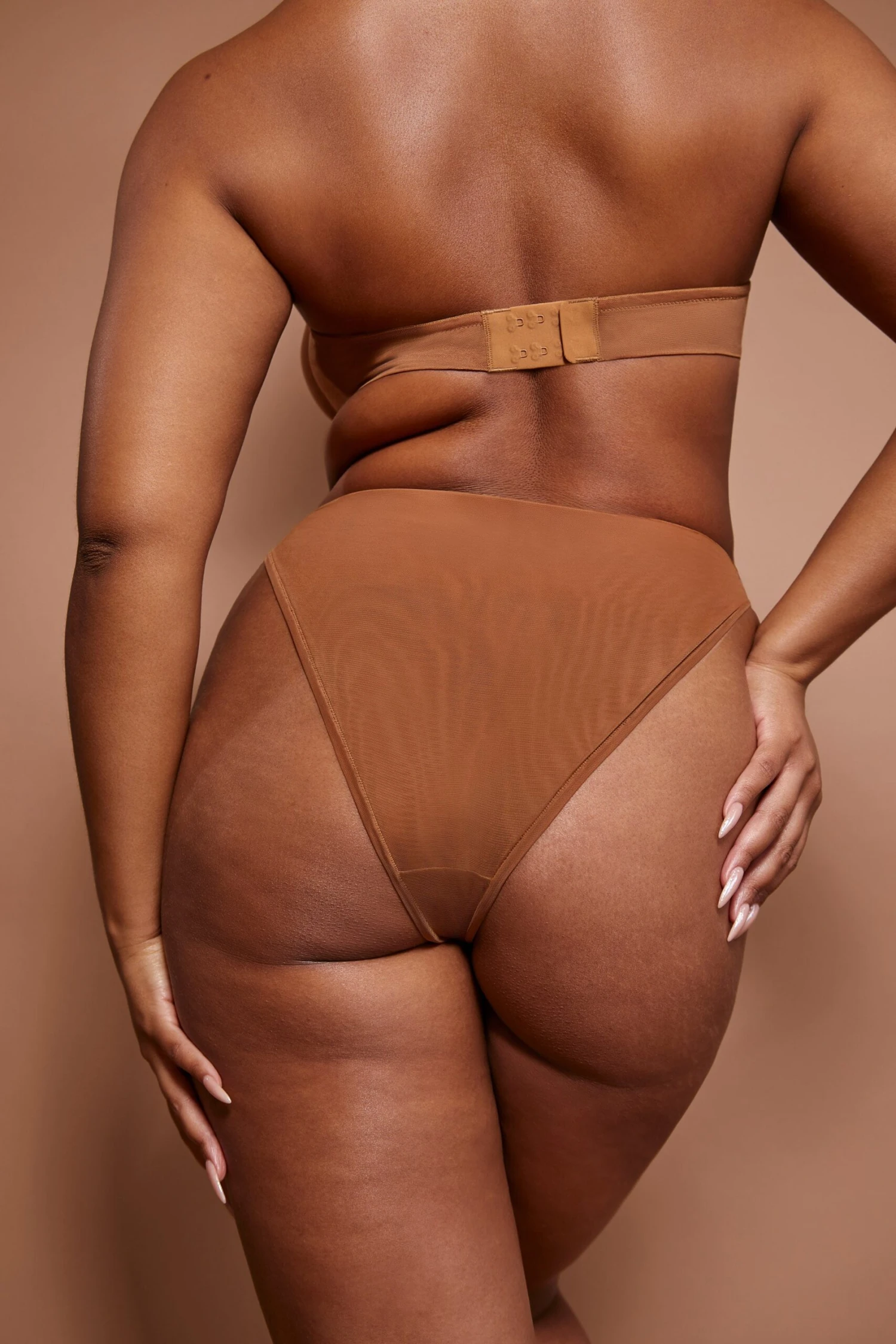 Soft Mesh High Waisted Knicker In Almond - Image 5