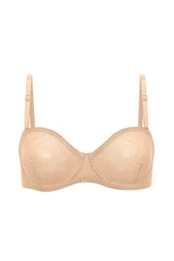 Soft Mesh Strapless Bra In Beige