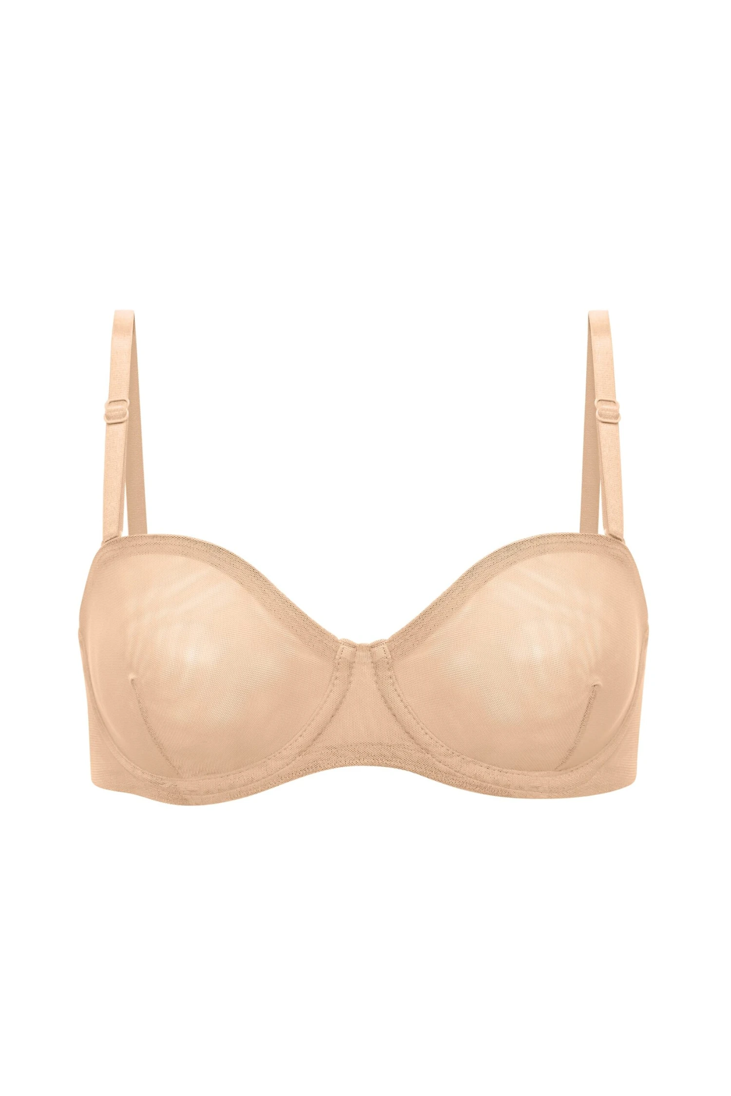 Soft Mesh Strapless Bra In Beige