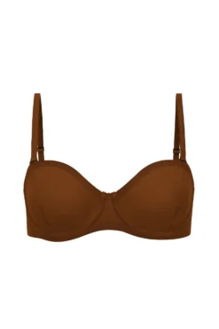 Soft Mesh Strapless Bra In Chestnut