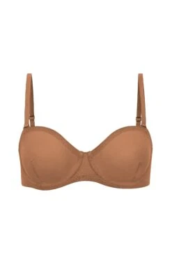 Soft Mesh Strapless Bra In Honey