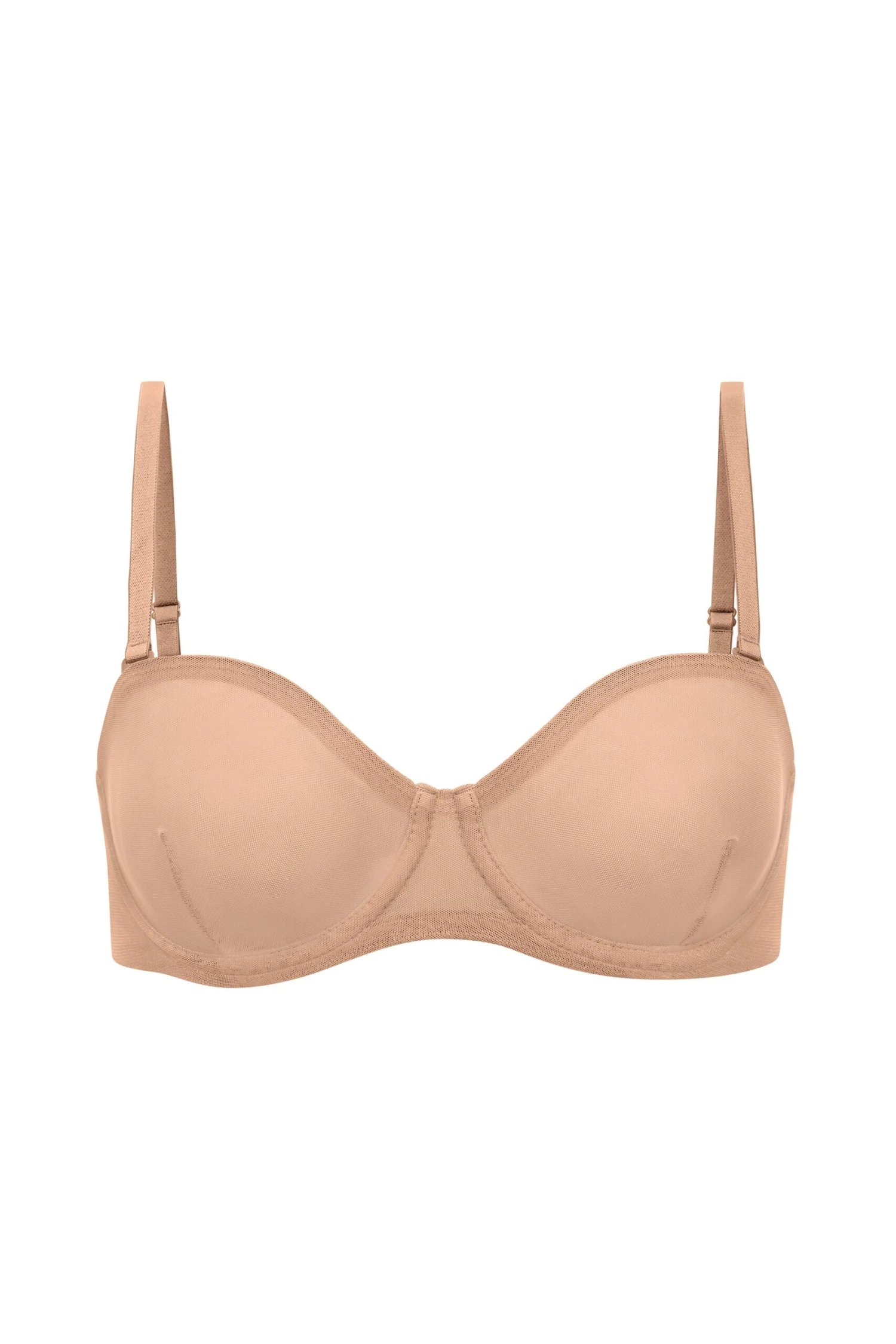 Soft Mesh Strapless Bra In Warm Peach