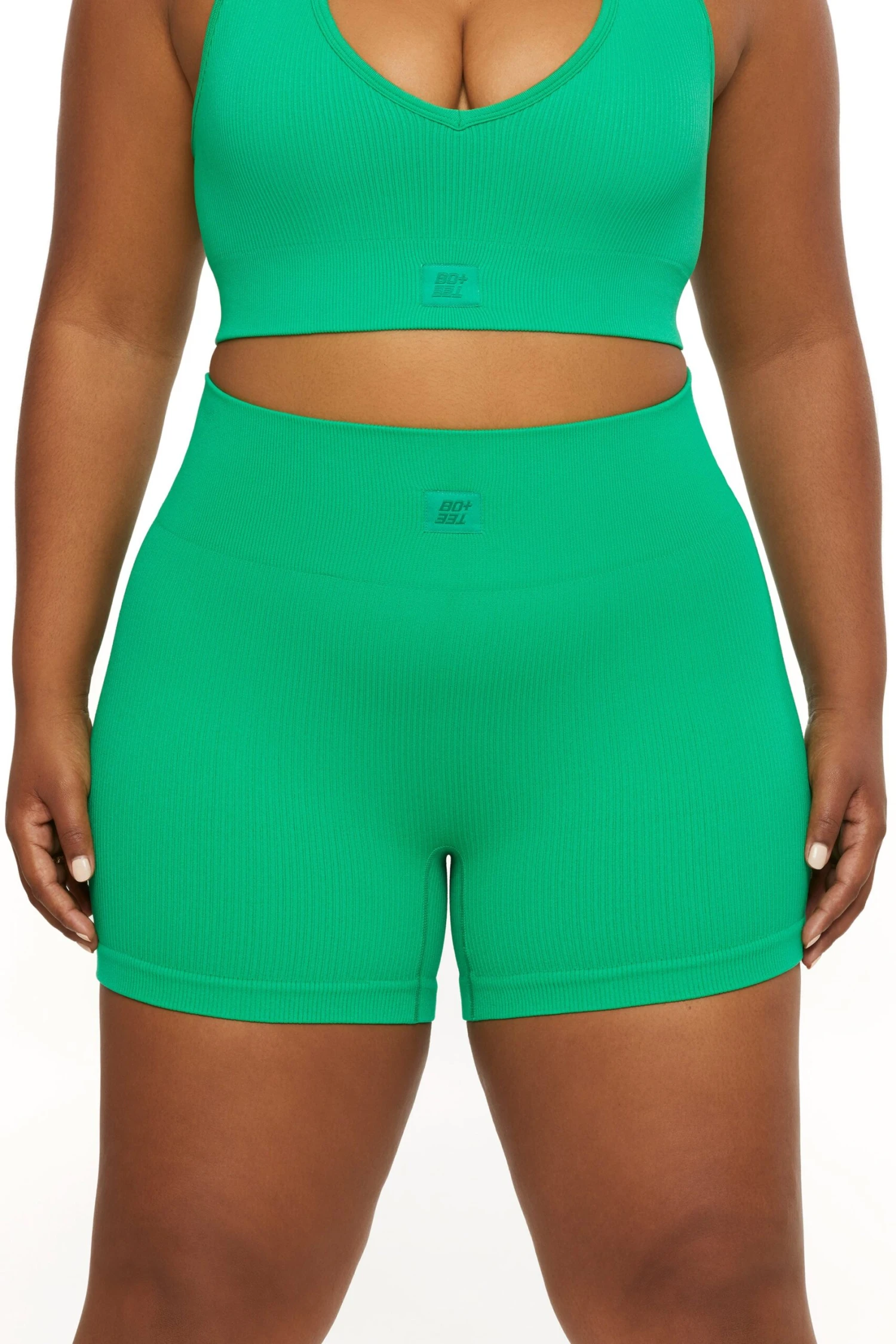 High Waist Mini Shorts In Green - Image 8