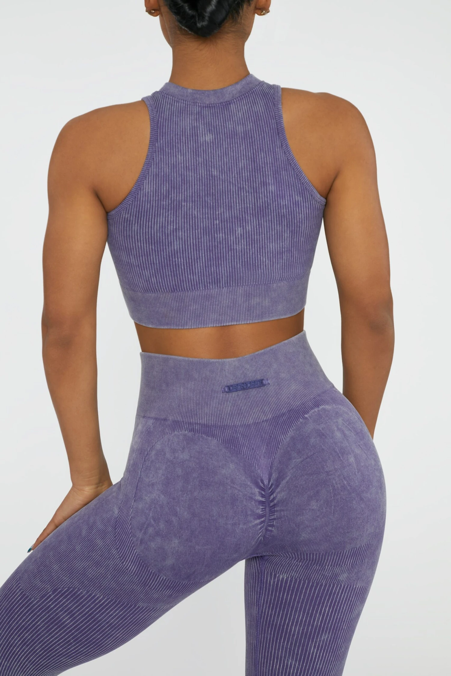 Keyhole Zip Crop Top In Violet - Image 3
