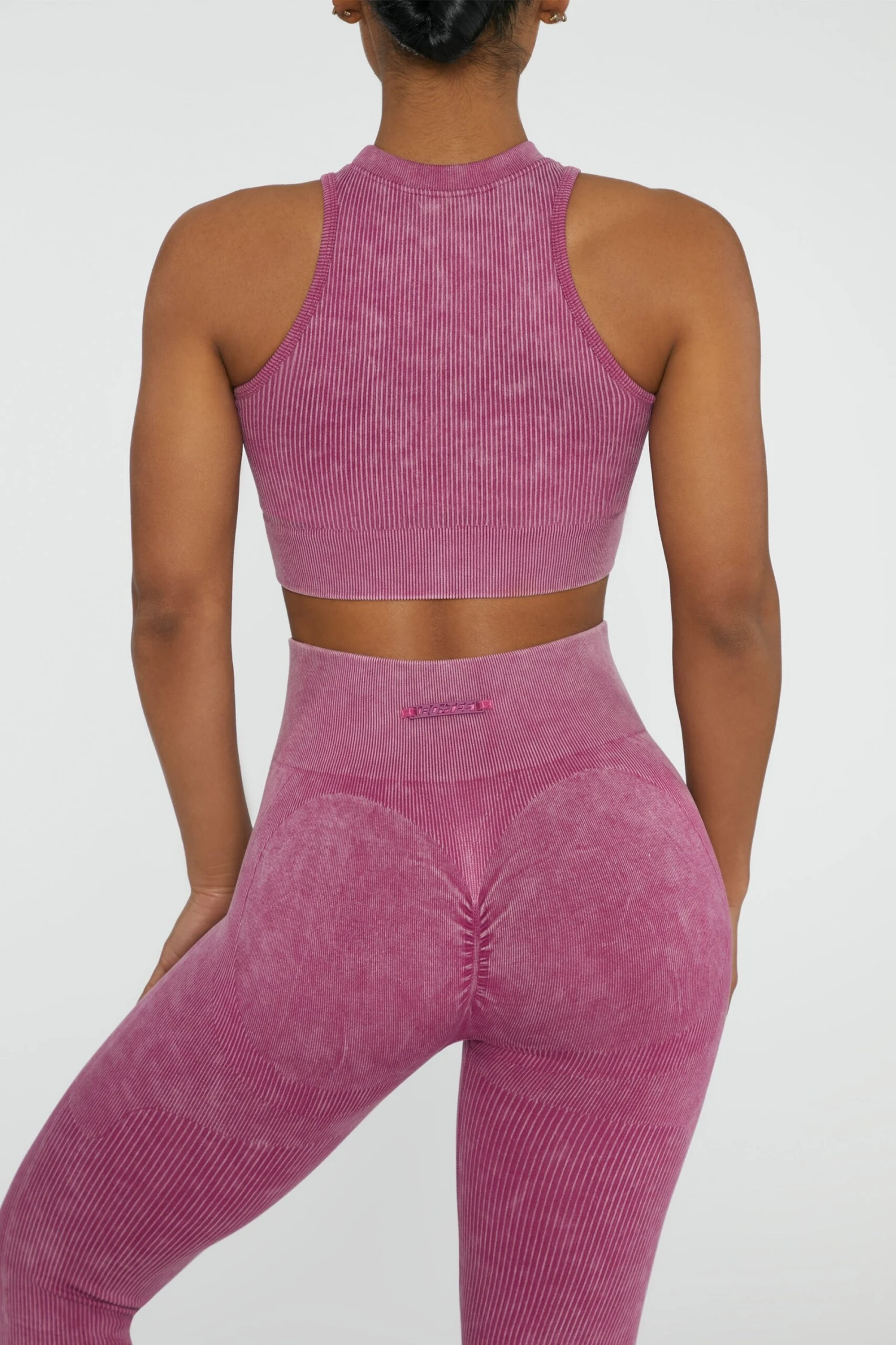 Keyhole Zip Crop Top In Dark Pink - Image 3