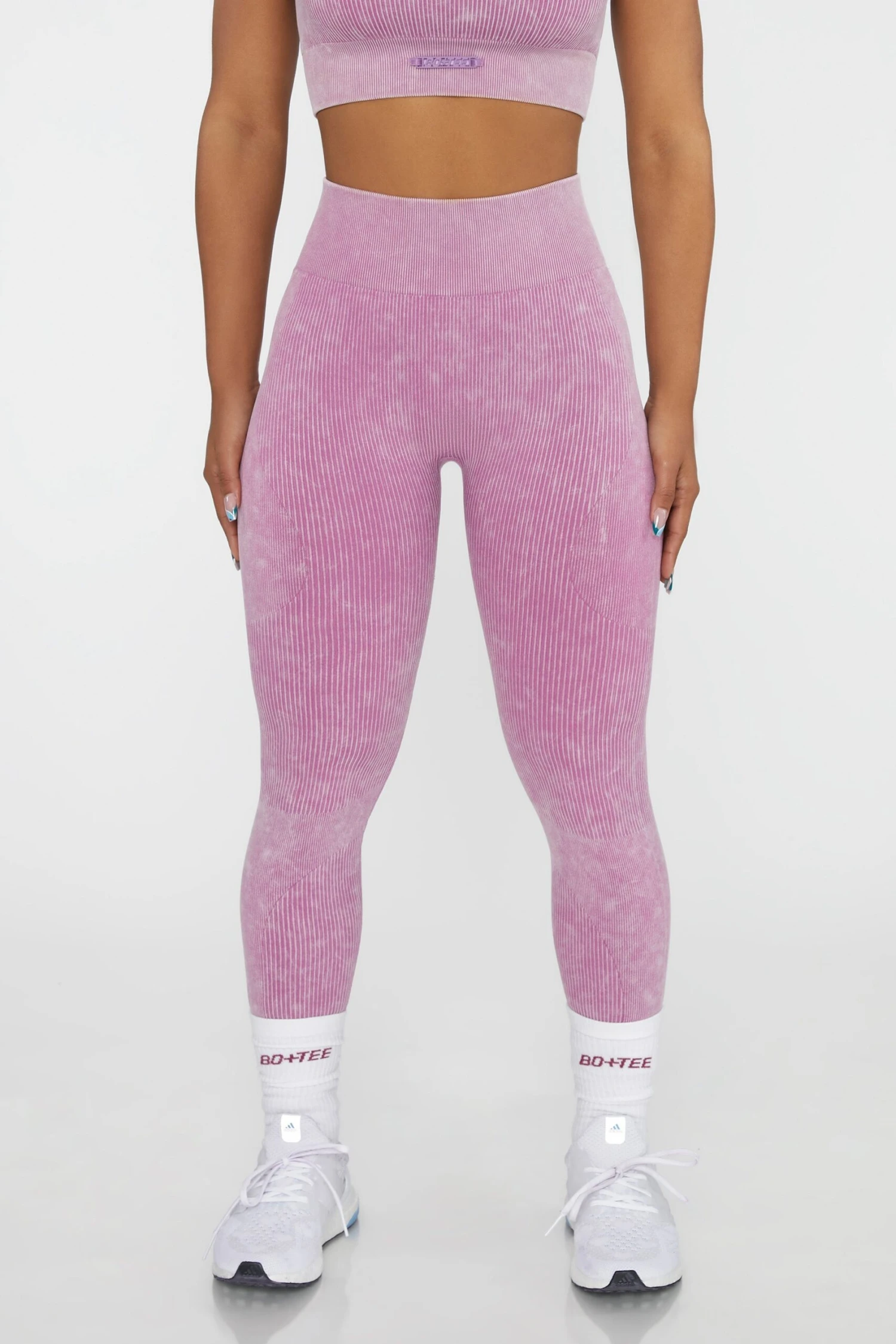 High Waisted Leggings In Pink - Image 2