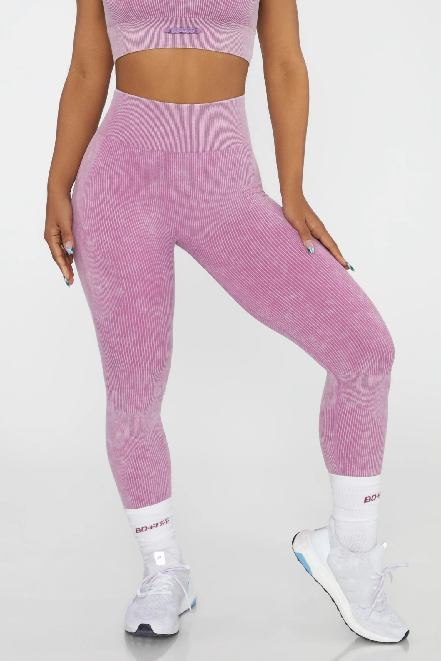 High Waisted Leggings In Pink - Image 3