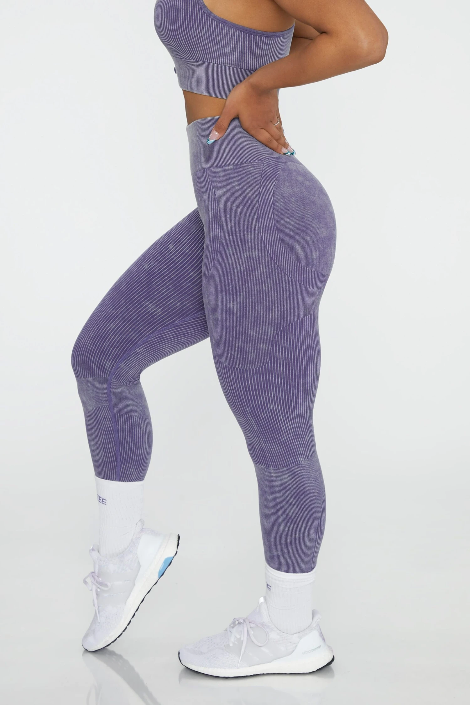 High Waisted Leggings In Violet - Image 7