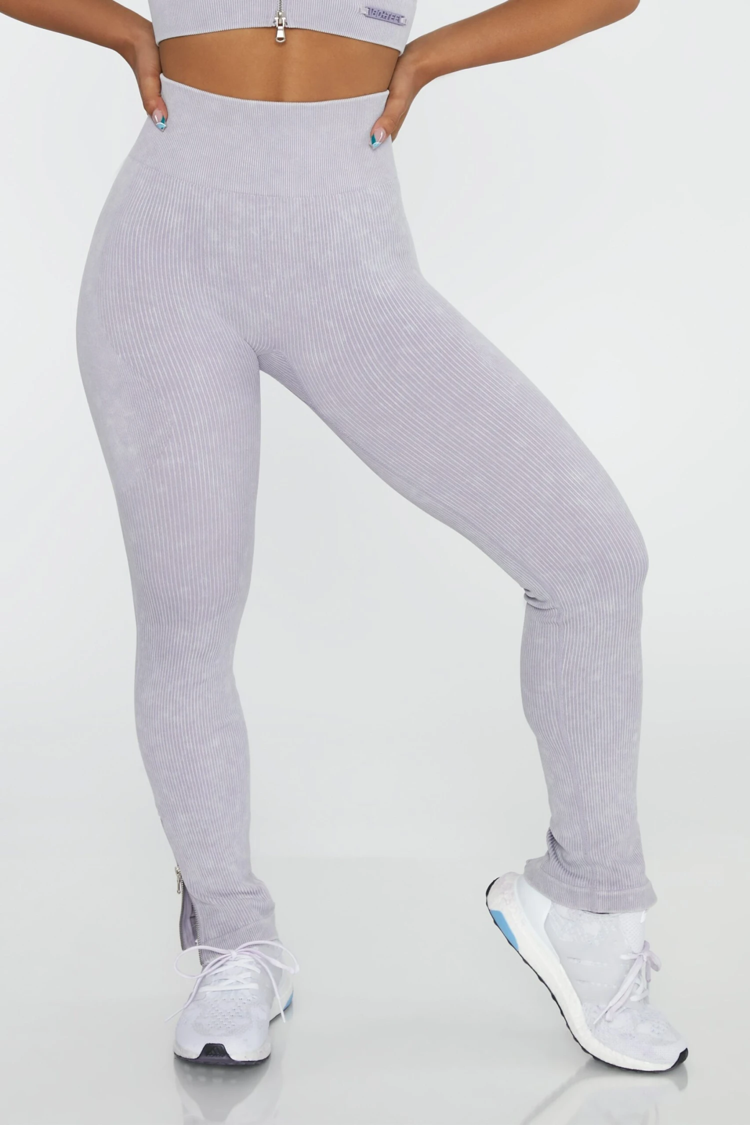 Side Zip Flare Leggings In Lilac - Image 8