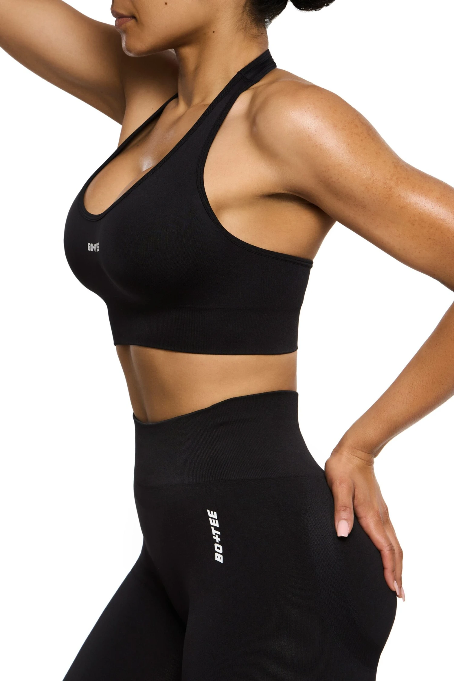 Halter Neck Sports Bra In Black - Image 3