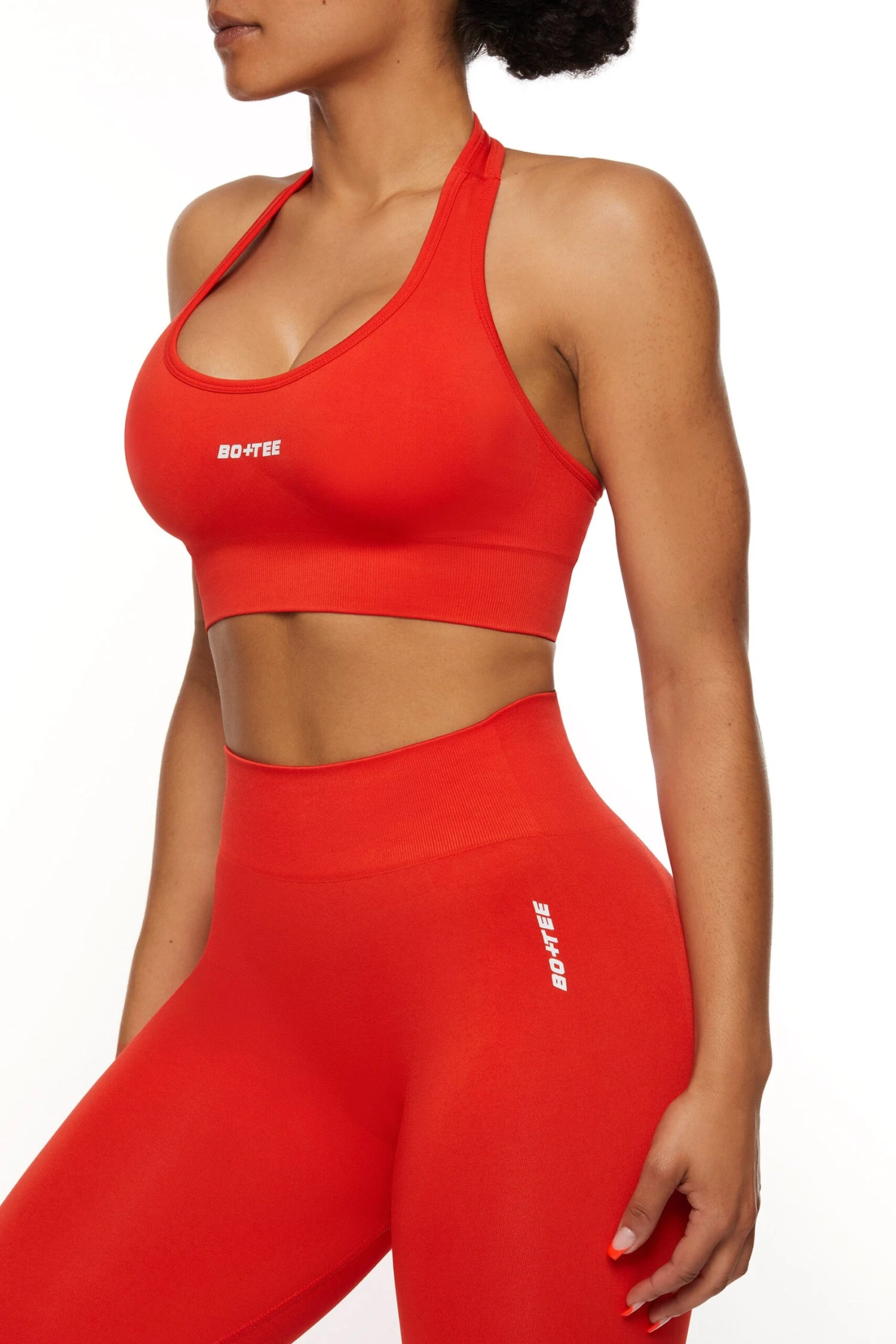 Halter Neck Backless Sports Bra In Red - Image 6
