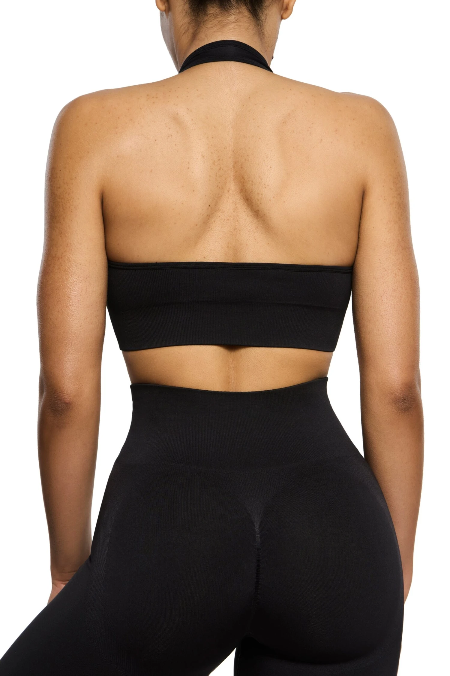 Halter Neck Sports Bra In Black - Image 2