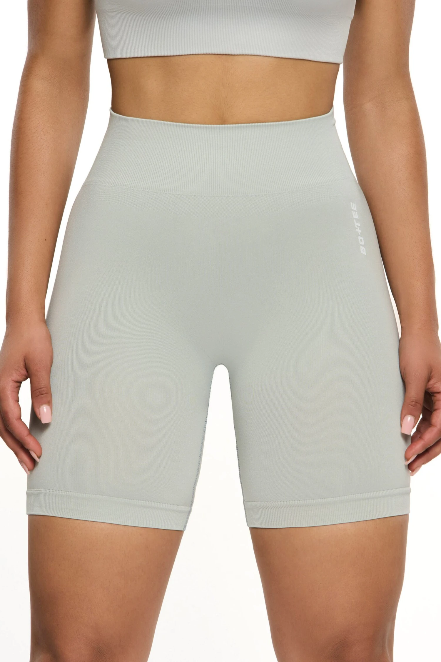 Seamless High Waist Biker Shorts In Grey - Image 9