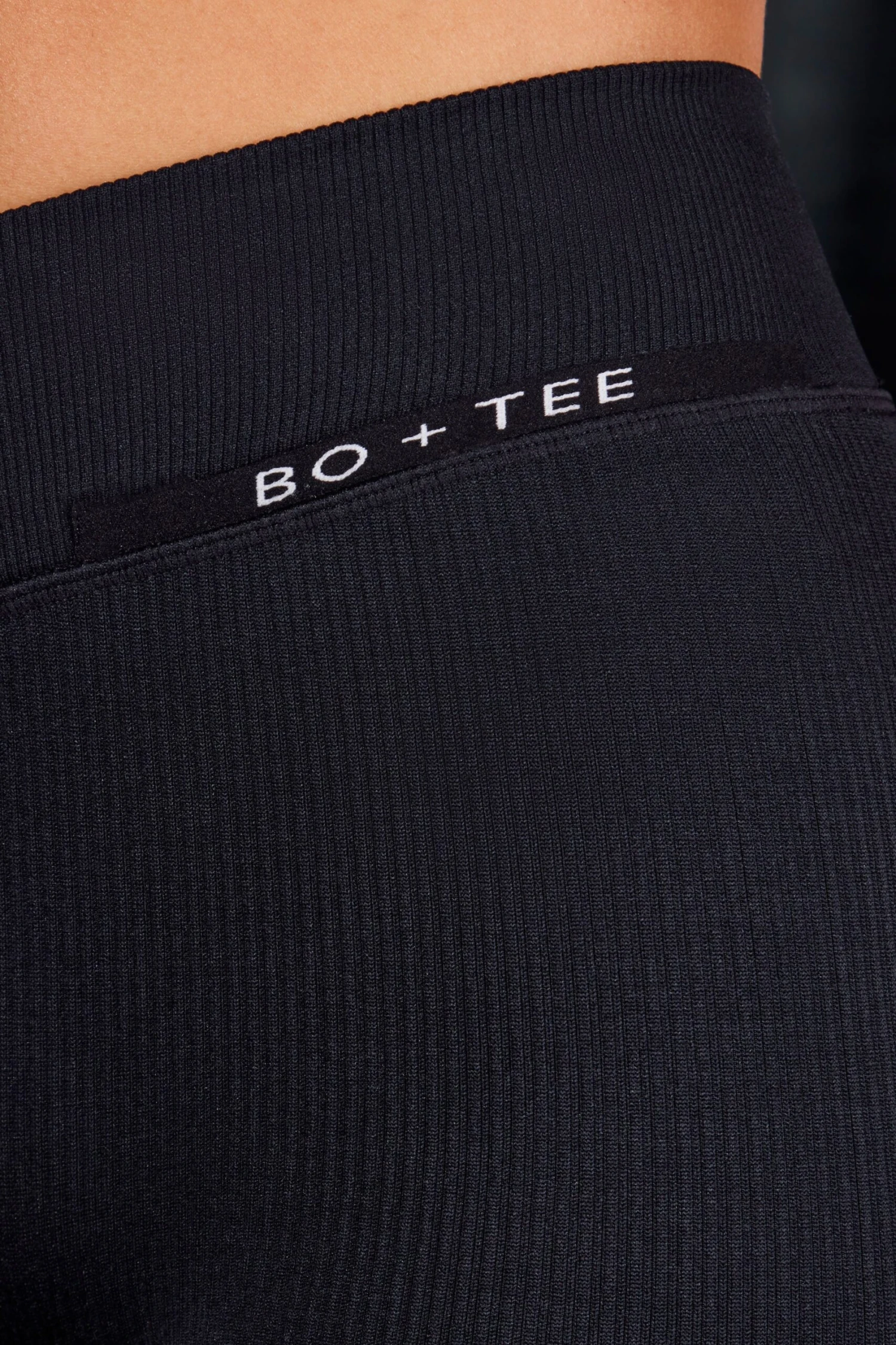 High Waist Cross Over Ribbed Mini Shorts In Black - Image 4