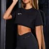 High Waist Cross Over Ribbed Mini Shorts In Black