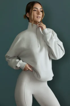 Oversized Half Zip Sweatshirt In Grey