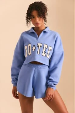 Half Zip Sweater In Cerulean Blue