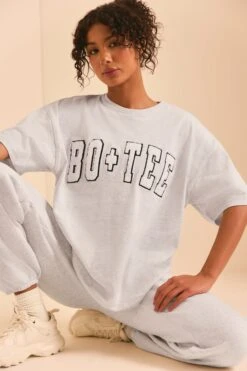 Oversized Short Sleeve T-Shirt In Heather Grey