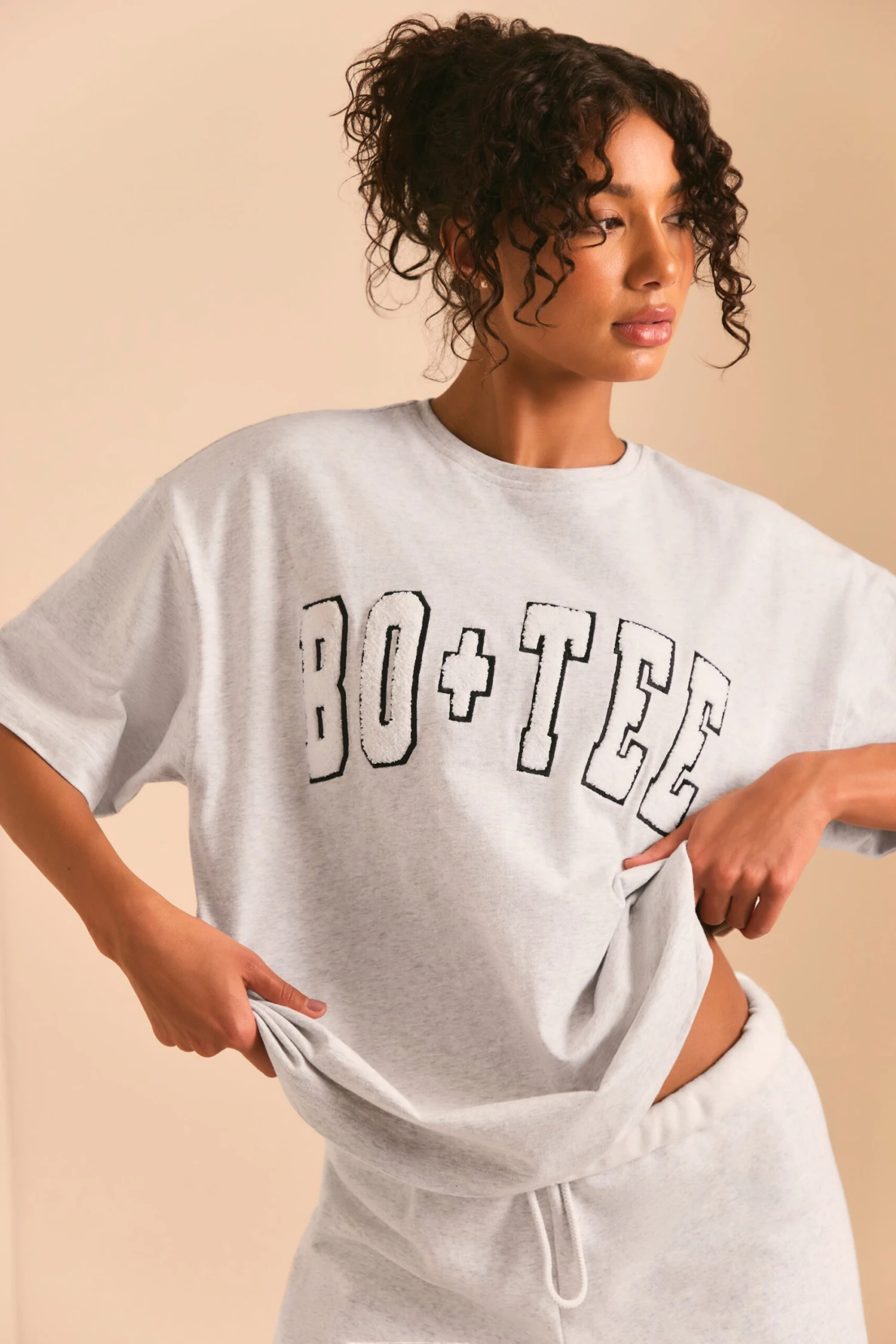 Oversized Short Sleeve T-Shirt In Heather Grey - Image 4