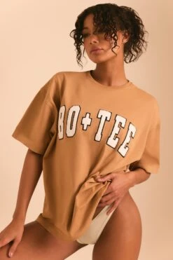 Oversized Short Sleeve T-Shirt In Chestnut Brown