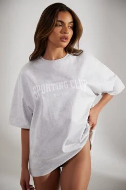 Oversized Short Sleeve T-Shirt In Heather Grey