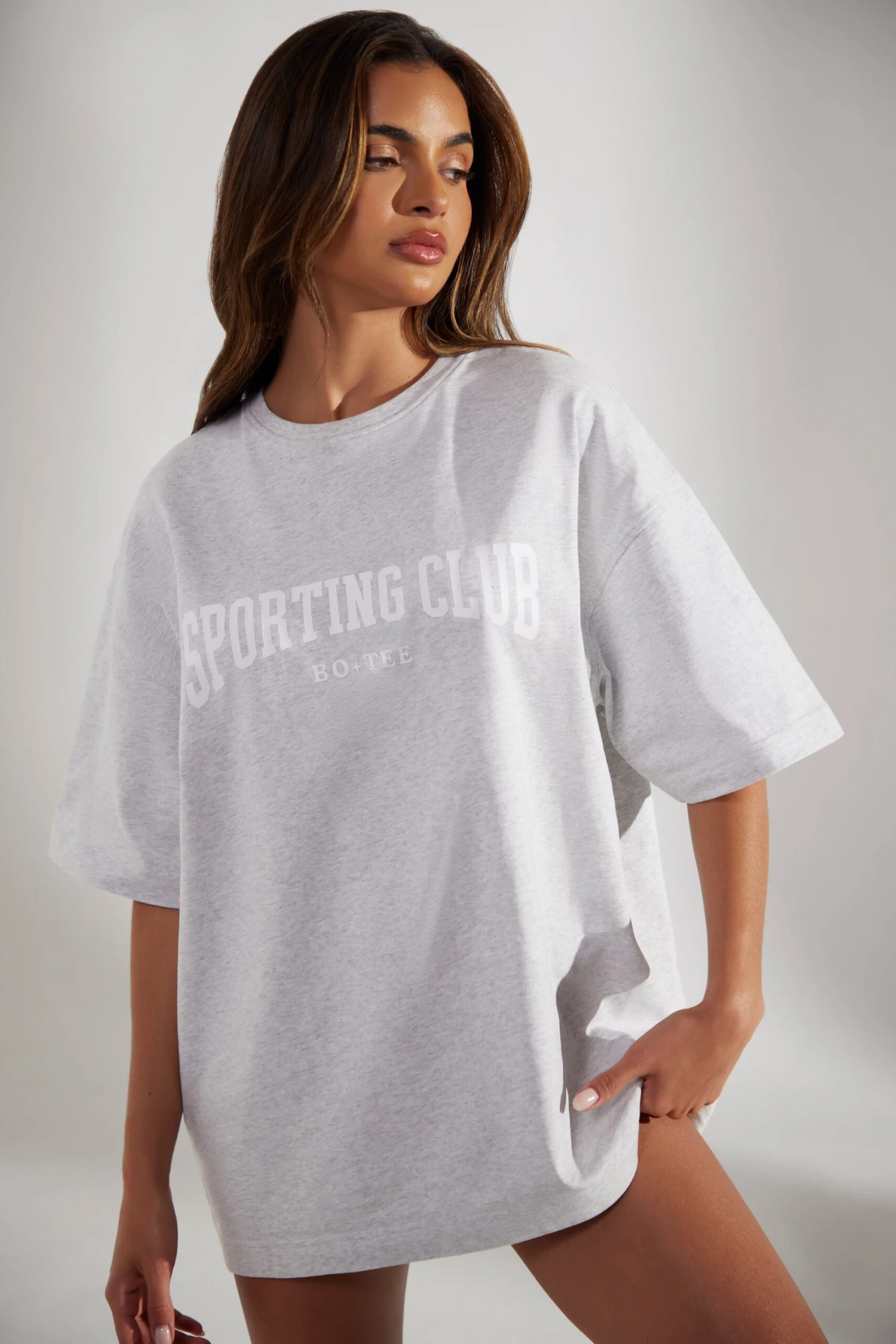 Oversized Short Sleeve T-Shirt In Heather Grey - Image 4