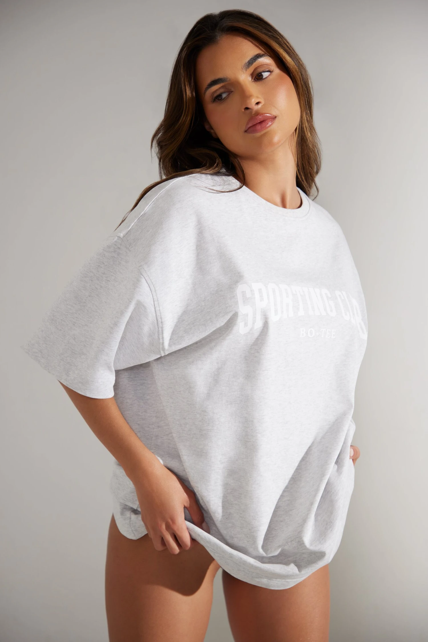 Oversized Short Sleeve T-Shirt In Heather Grey - Image 3