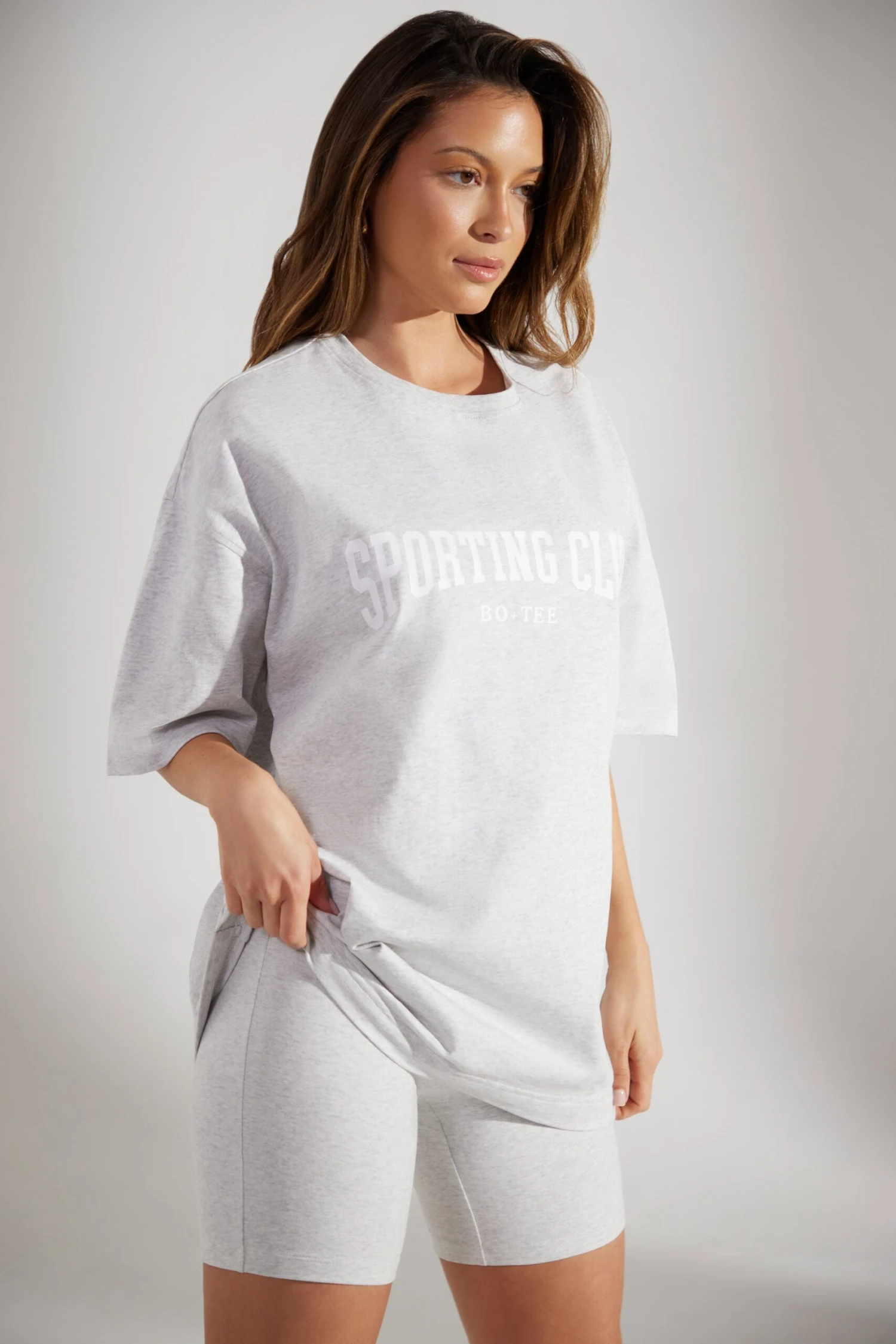 Oversized Short Sleeve T-Shirt In Heather Grey - Image 8