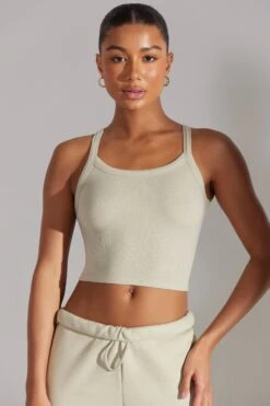 Soft Rib Tank Top In Limestone