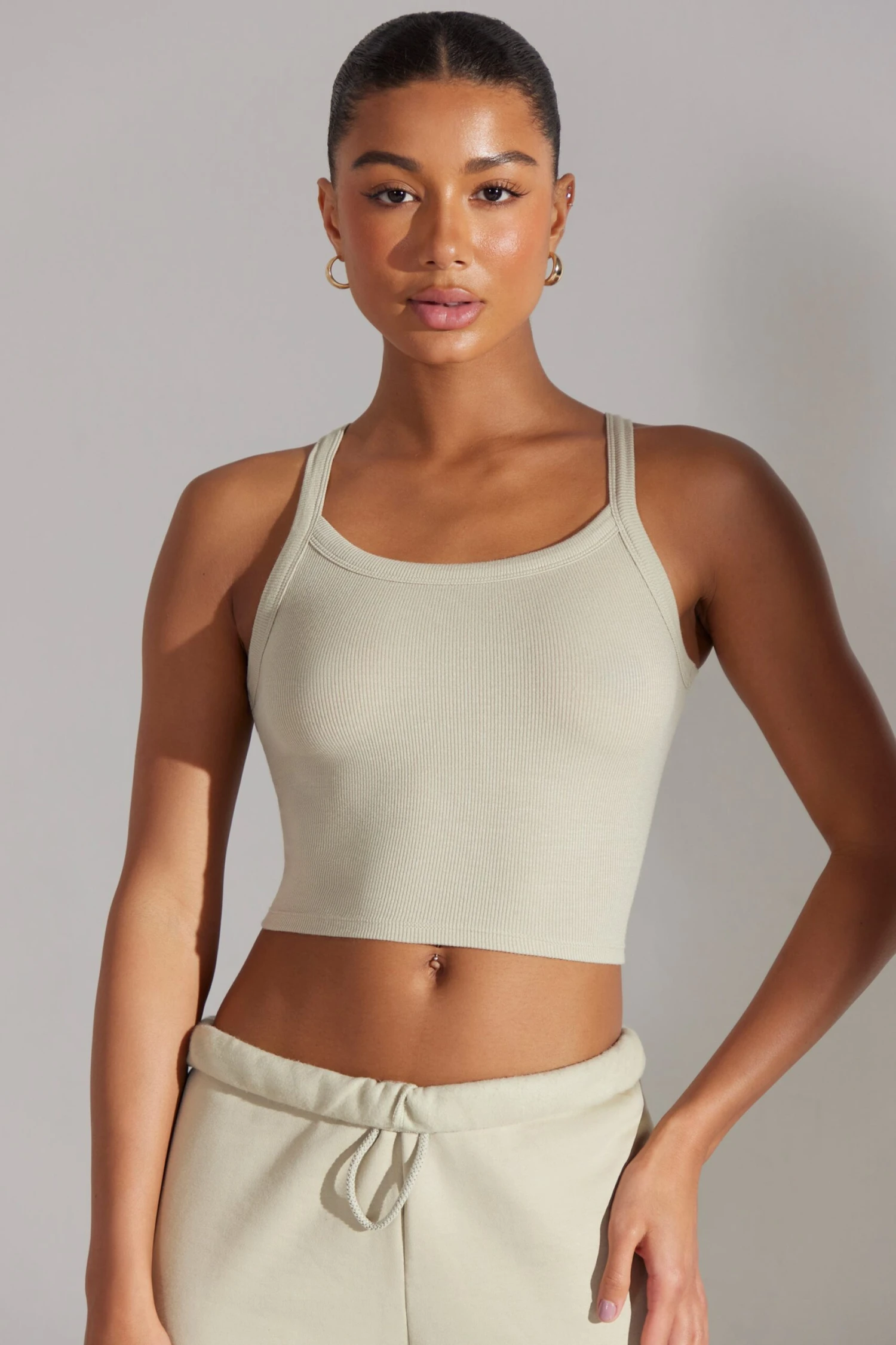 Soft Rib Tank Top In Limestone
