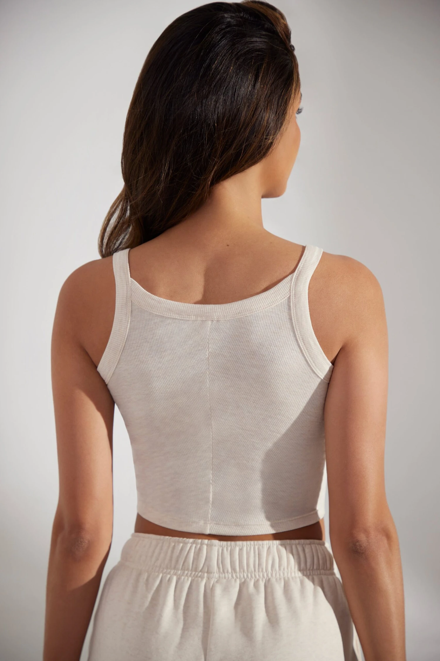 Soft Rib Tank Top In Heather Oat - Image 2