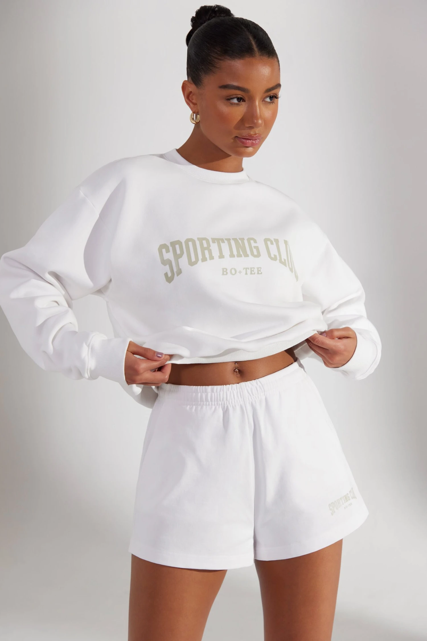 Sweat Shorts In White - Image 5