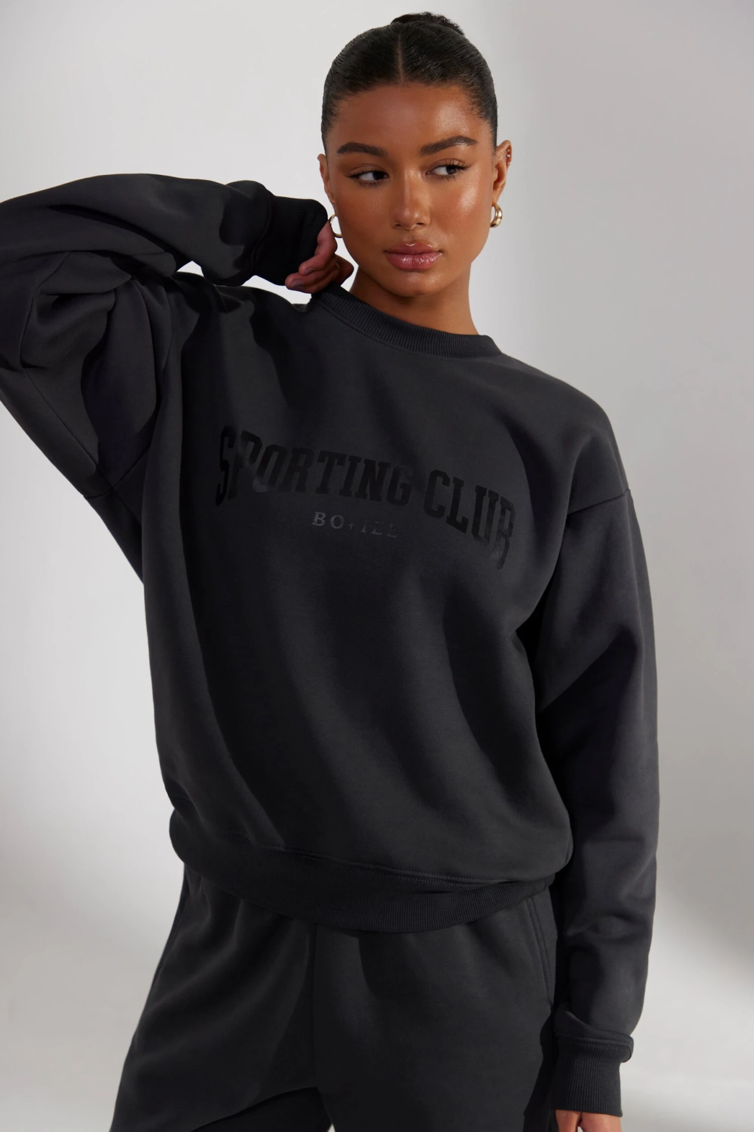 Oversized Sweatshirt In Washed Black - Image 5