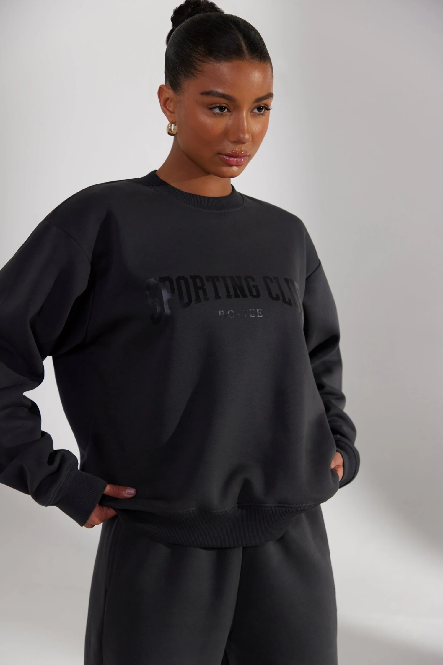 Oversized Sweatshirt In Washed Black - Image 3