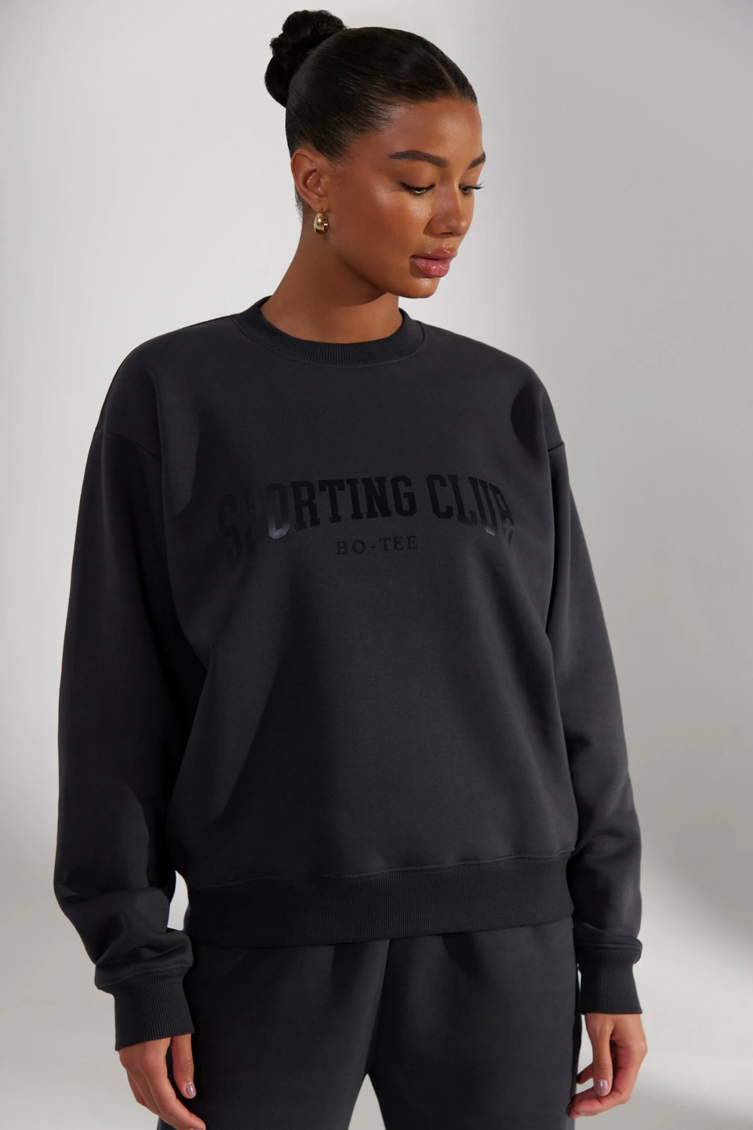 Oversized Sweatshirt In Washed Black - Image 7