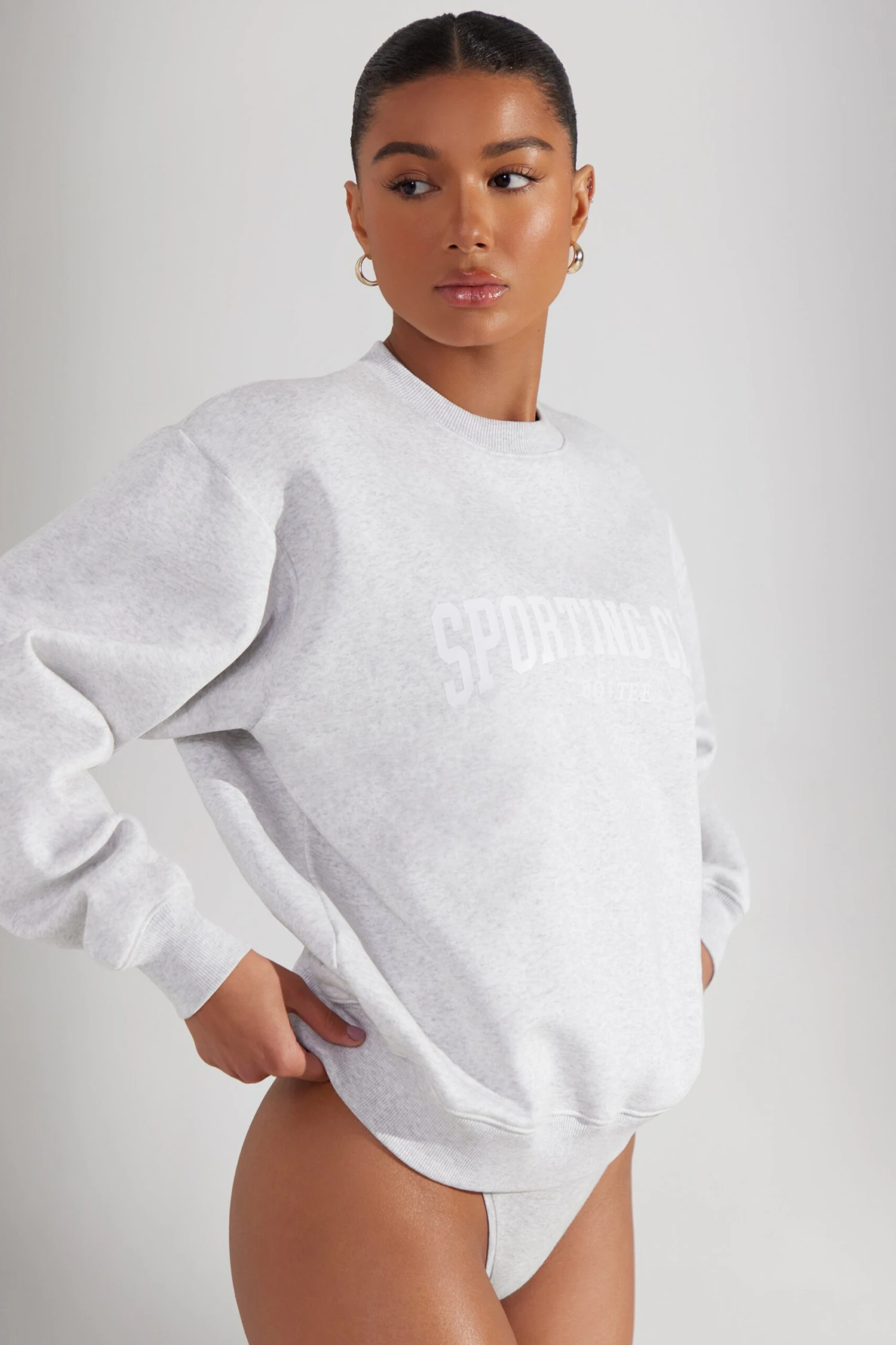 Oversized Sweatshirt In Heather Grey - Image 3