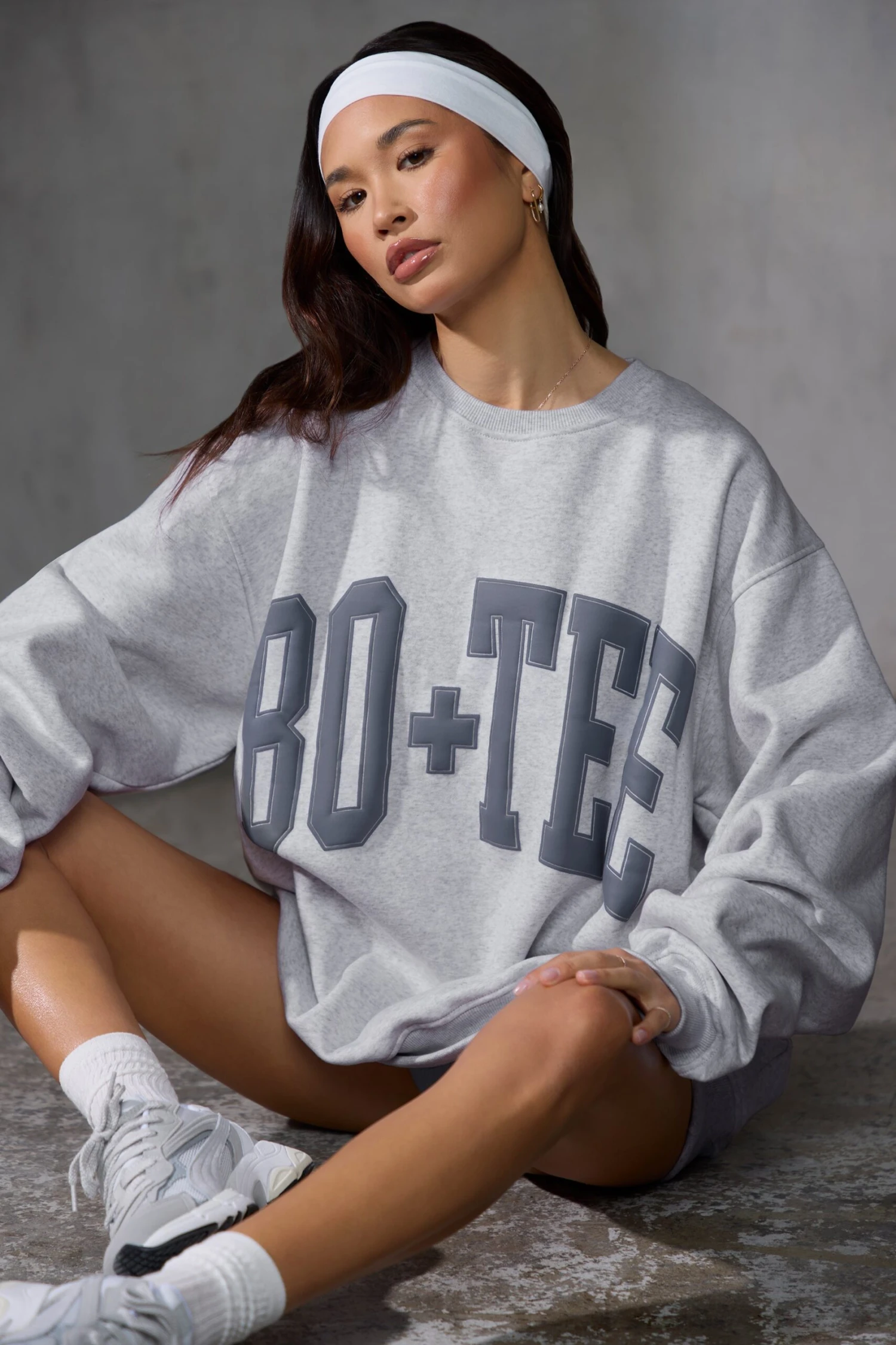 Oversized Sweatshirt In Grey Marl - Image 7