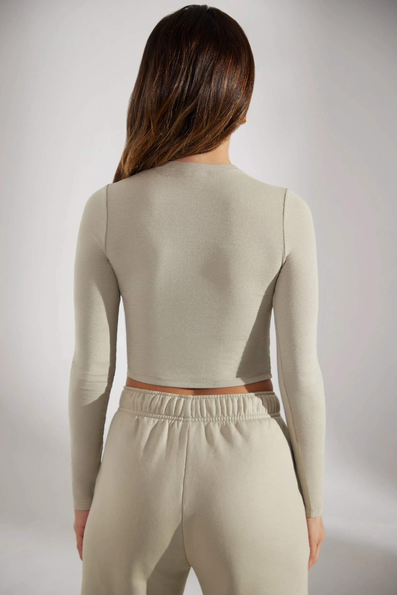 Soft Rib Long Sleeve Top In Limestone - Image 2
