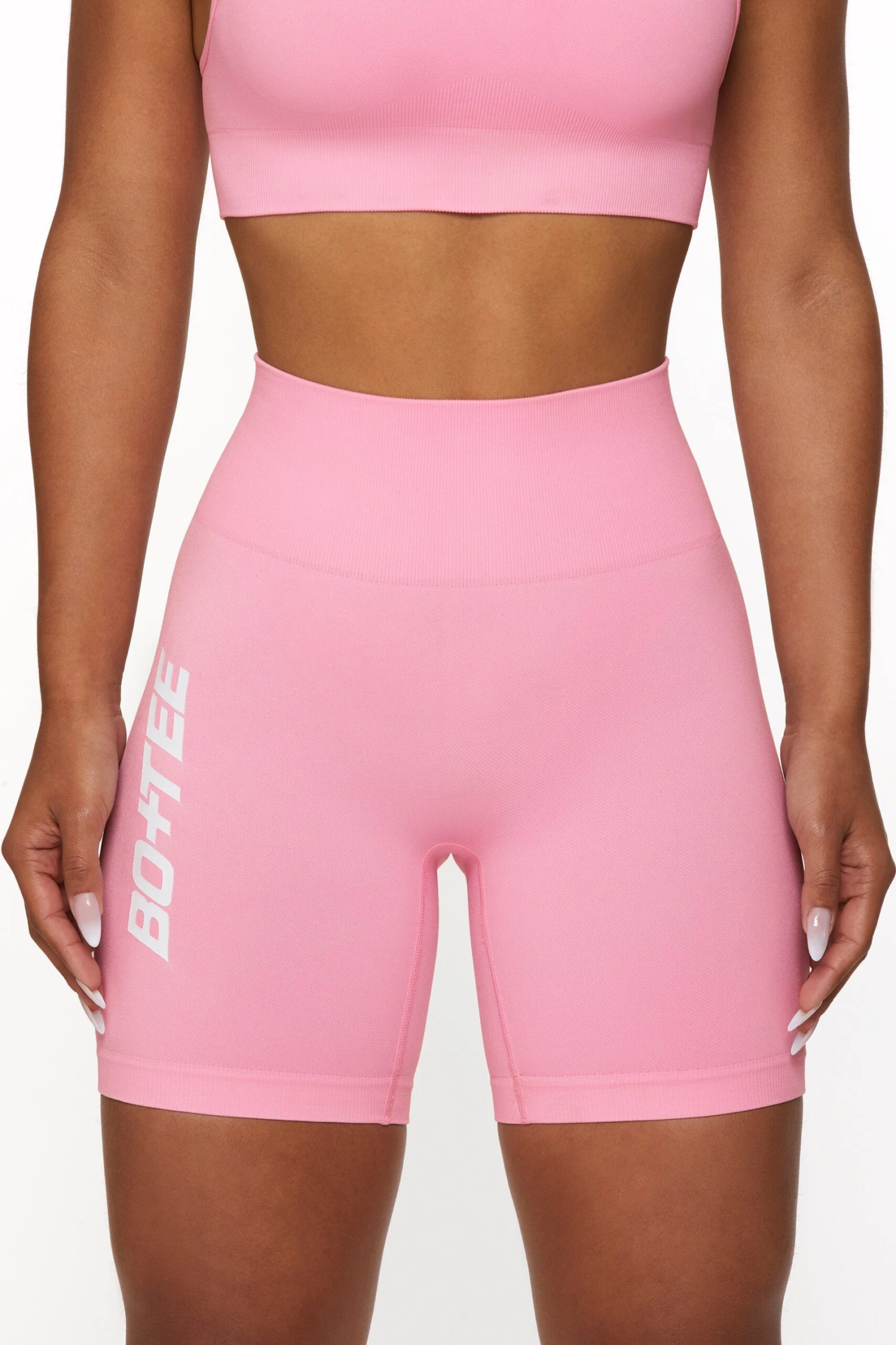 High Waist Seamless Biker Shorts In Pink - Image 6