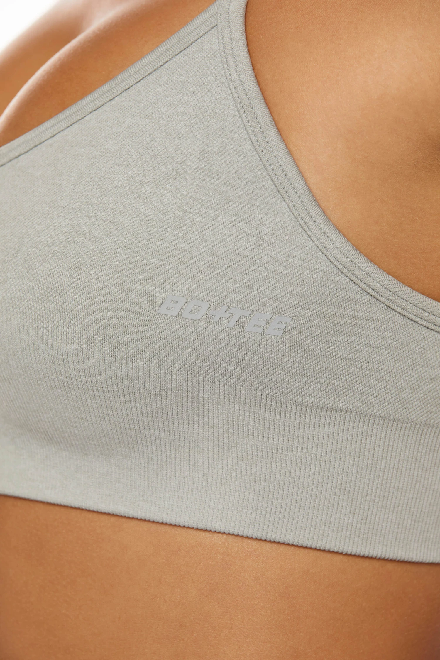Scoop Neck Multi Strap Sports Bra In Grey - Image 7