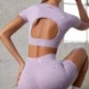 Seamless Backless Crop Top In Lilac